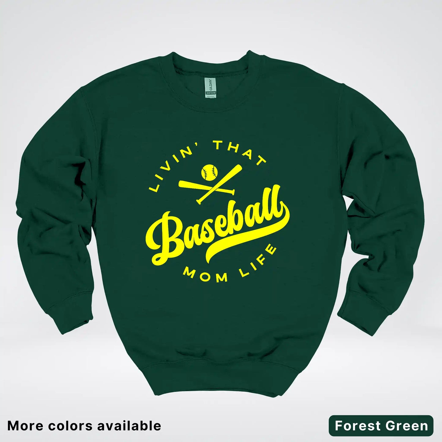 Livin' That Baseball Mom Life - Yellow Design - Crewneck Sweatshirt