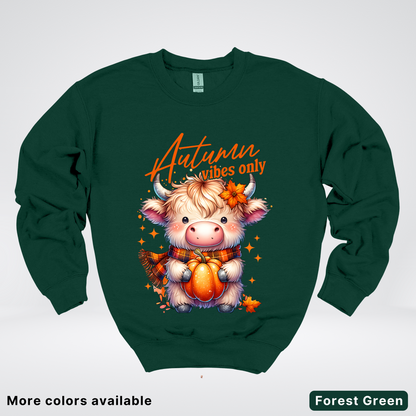 Autumn Fall Vibes Only Small Cow Calf Pumpkin - Crewneck Sweatshirt