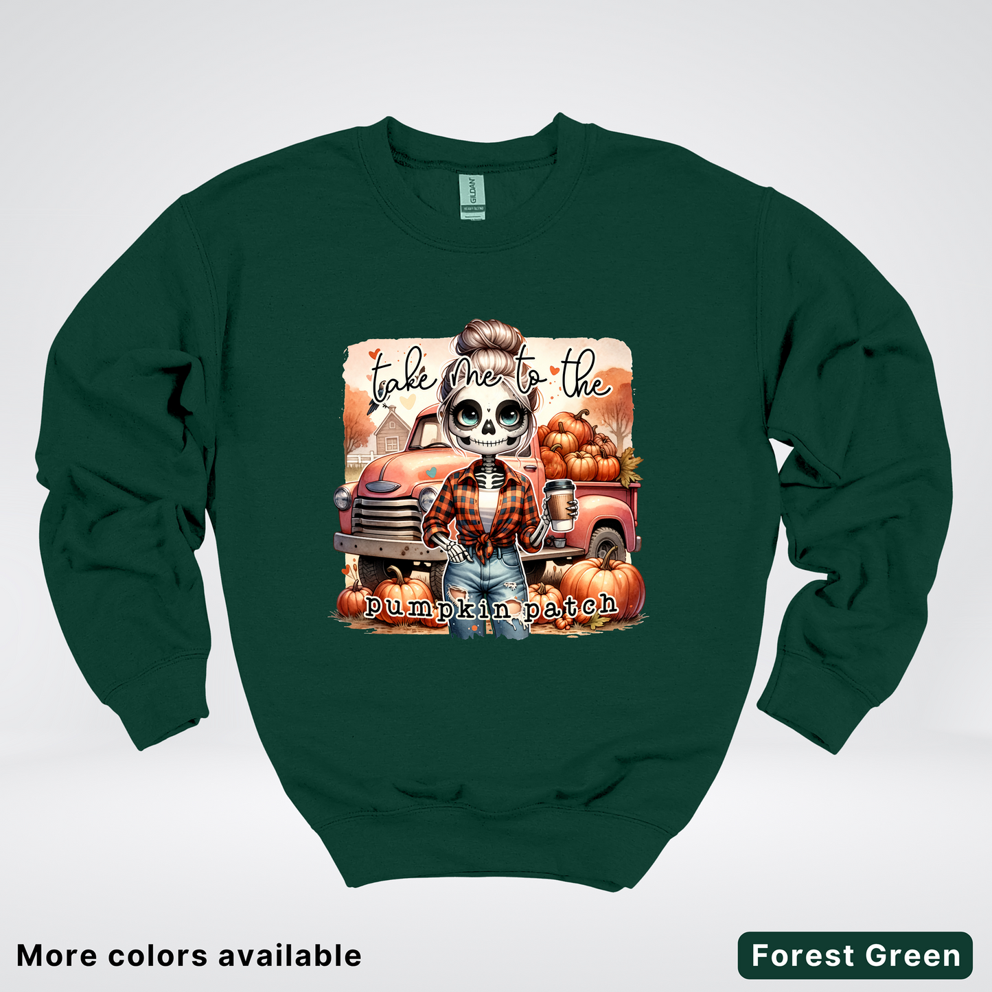 Take Me To The Pumpkin Patch Skeleton - Crewneck Sweatshirts