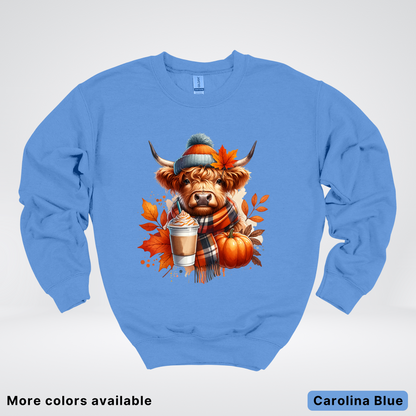 Fall Cow Cold Brew Coffee Pumpkin - Crewneck Sweatshirts