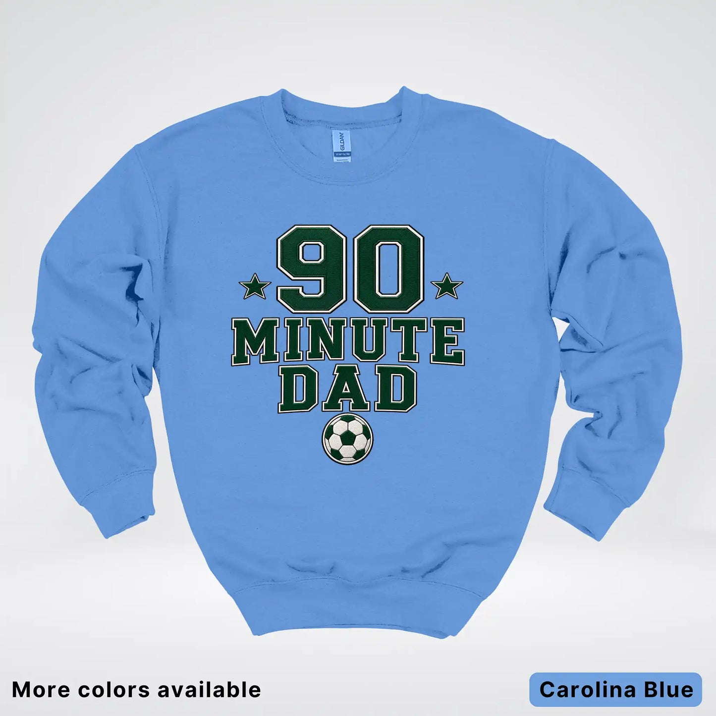 90 Minute Dad – Faux Embroidery Soccer Dad Crewneck Sweatshirt