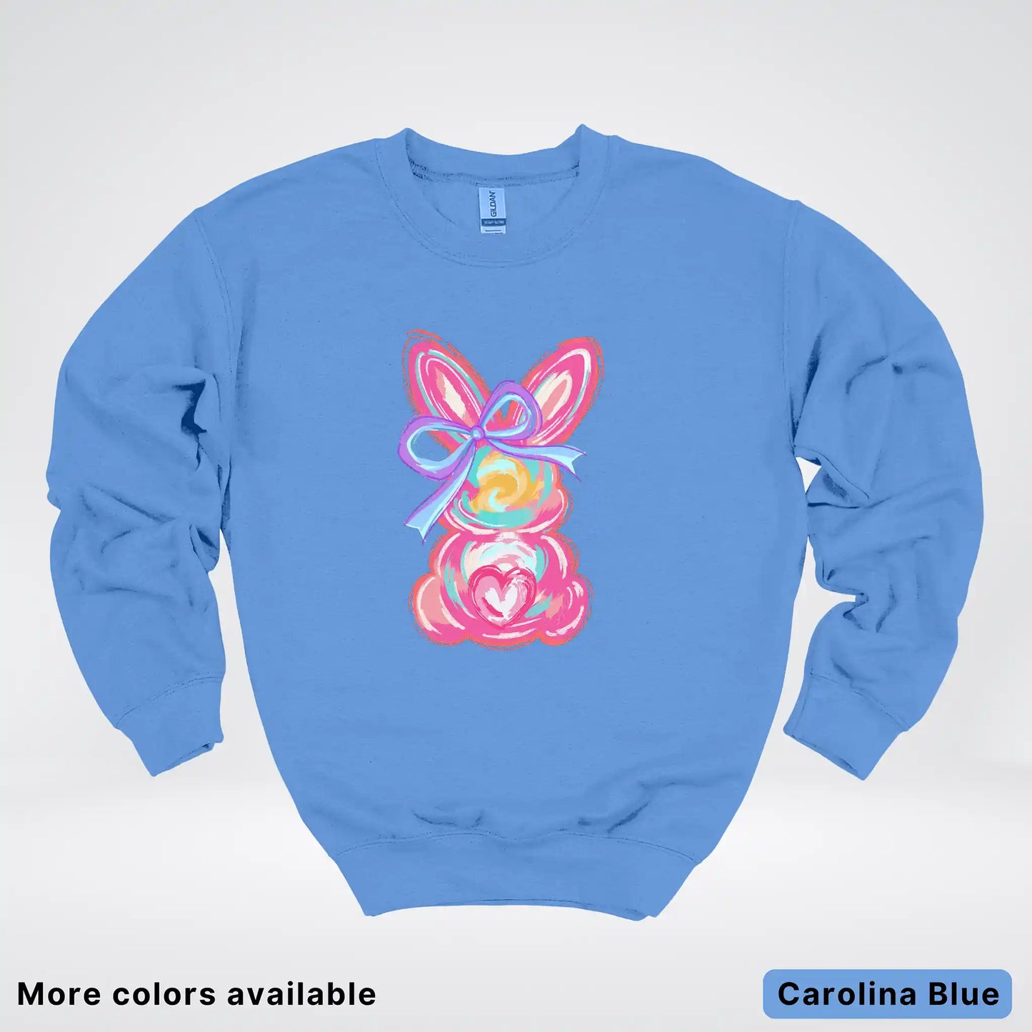 Coquette Easter Bunny – Pastel Bow Bunny Spring Graphic - Crewneck Sweatshirt