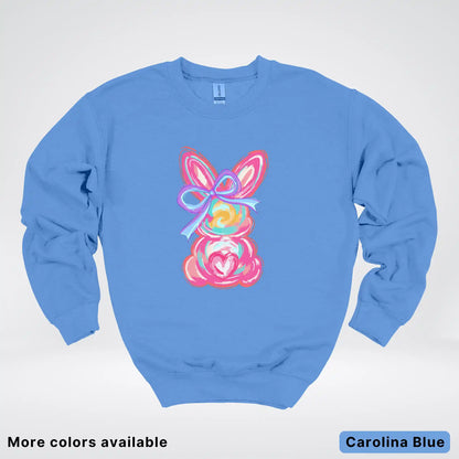 Coquette Easter Bunny – Pastel Bow Bunny Spring Graphic - Crewneck Sweatshirt