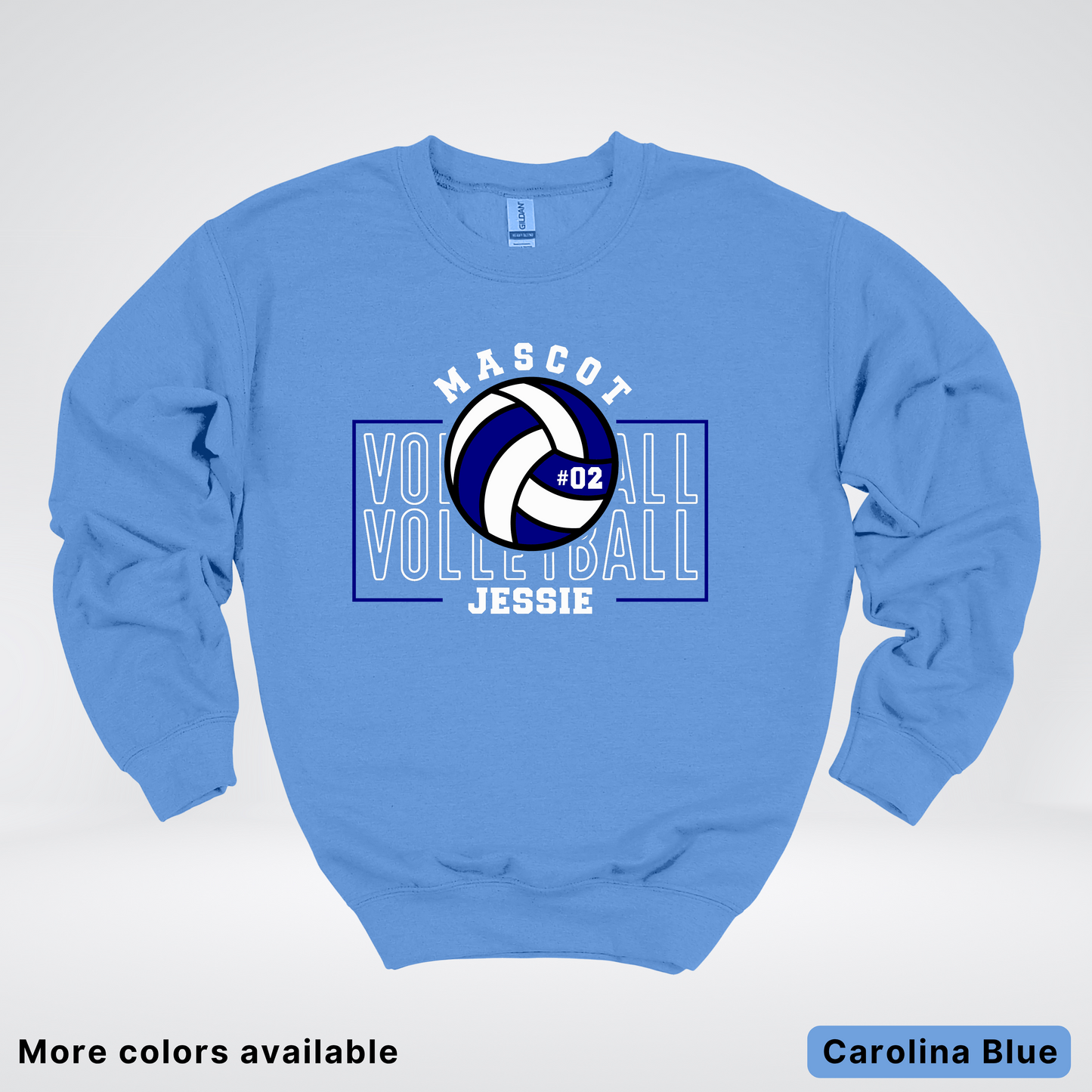 Custom Mascot, Number, & Name – Navy - Volleyball Design 13 Crewneck Sweatshirt