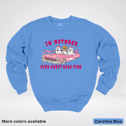 In October Even Ghost Wear Pink Breast Cancer Awareness Crewneck Sweatshirt