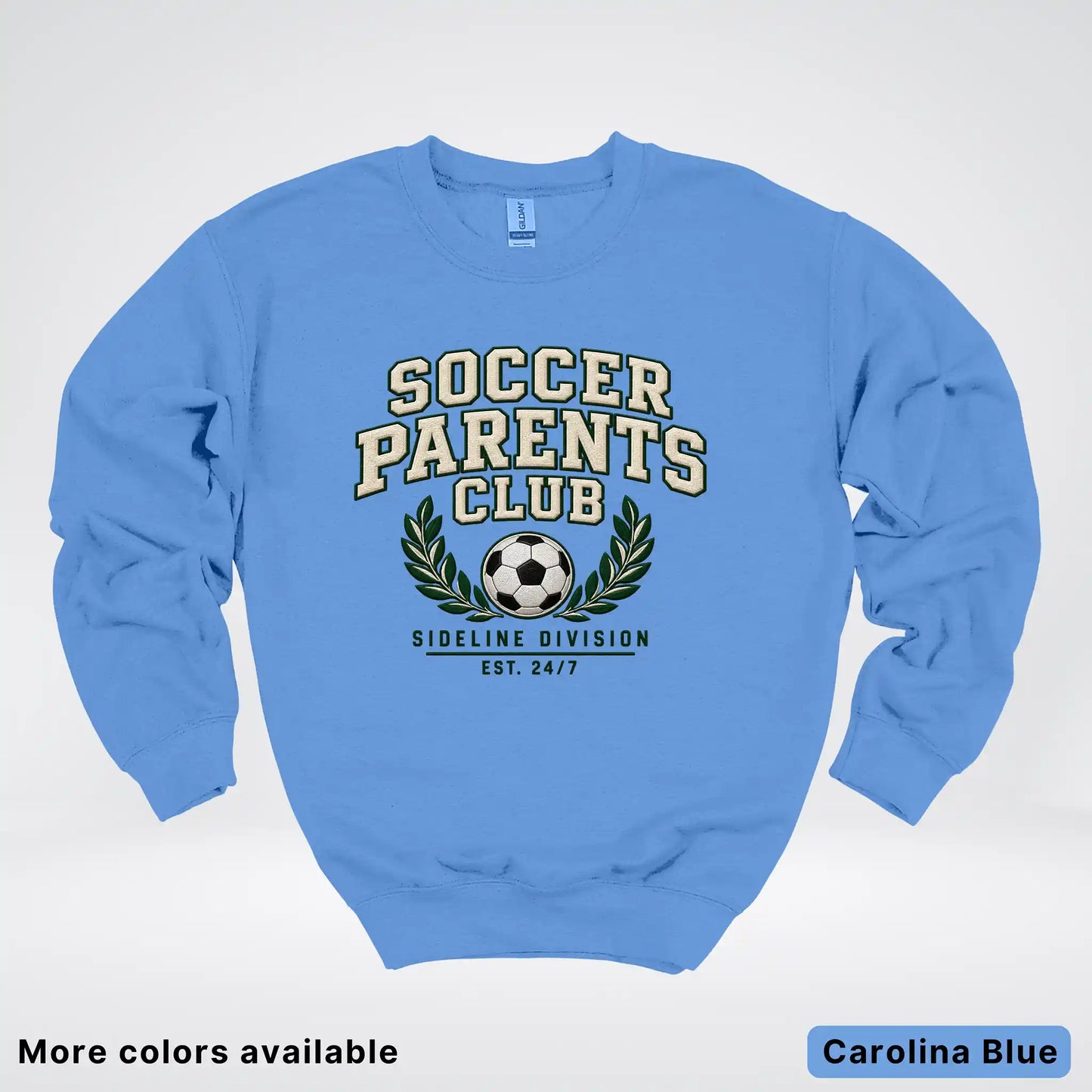 Soccer Parents Club Faux Embroidery Sideline Crewneck Sweatshirt