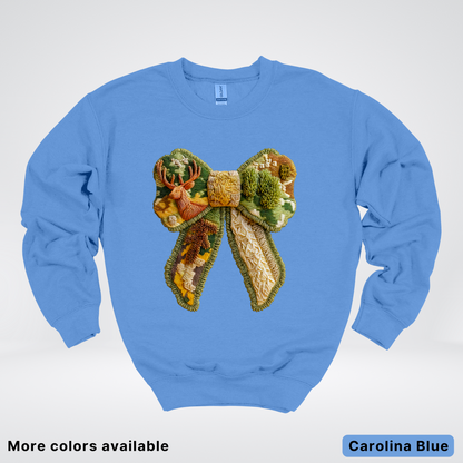Forest Berry Bow Hook Yard Faux Look - Crewneck Sweatshirt