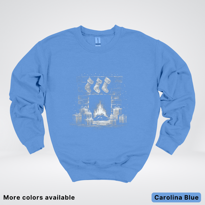 Vintage Christmas Fireplace Scene - Crewneck Sweatshirt