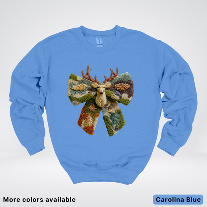 Neutral Woodland Bow Hook Yard Faux - Crewneck Sweatshirt