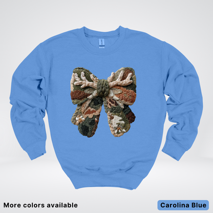 Woodland Winter Bow Hook Yard Faux - Crewneck Sweatshirt
