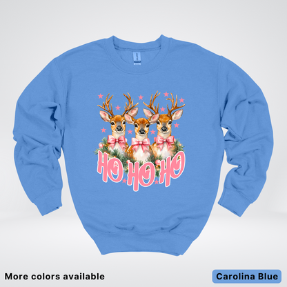 Ho Ho Ho Pink Deer Trio - Crewneck Sweatshirt