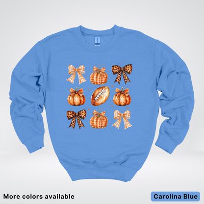 Football Coquette Ribbon Bow Plaid Pumpkin Fall - Sweatshirt