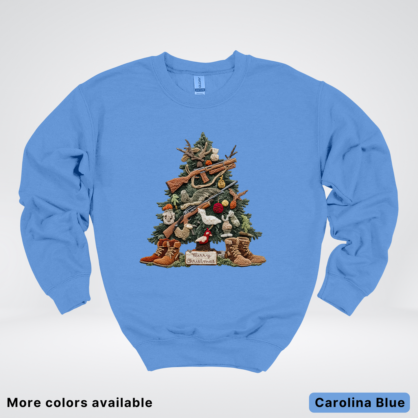 Rustic Holiday Tree & Boots (Hook Yard Faux) - Crewneck Sweatshirt