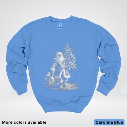 Vintage Santa with Christmas Tree - Crewneck Sweatshirt