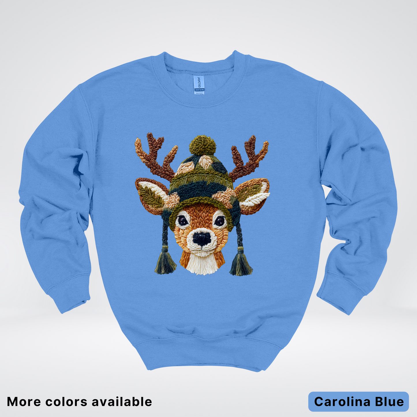 Cozy Winter Reindeer Hook Yard Faux Texture - Crewneck Sweatshirt