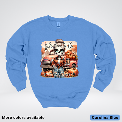 Take Me To The Pumpkin Patch Skeleton - Crewneck Sweatshirts
