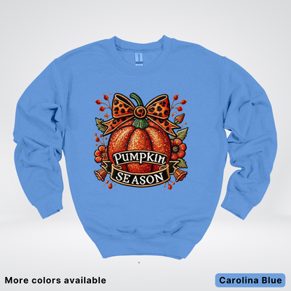Pumpkin Season Leopard Print Bow Fall Autumn - Crewneck Sweatshirt
