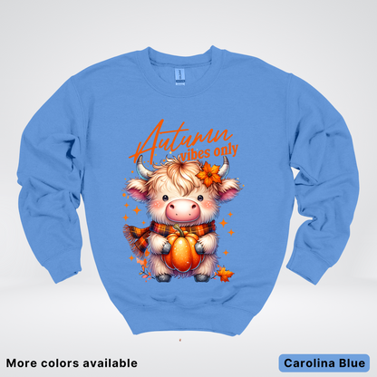 Autumn Fall Vibes Only Small Cow Calf Pumpkin - Crewneck Sweatshirt