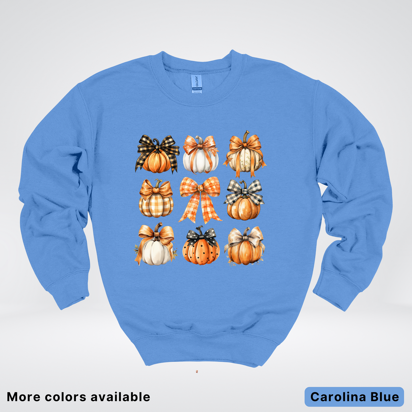 Flannel Bows & Pumpkin Coquette Fall Autumn - Crewneck Sweatshirt
