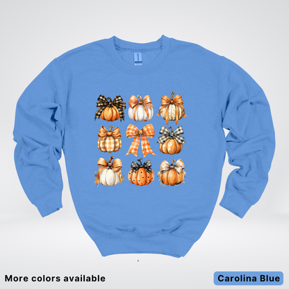 Flannel Bows & Pumpkin Coquette Fall Autumn - Crewneck Sweatshirt