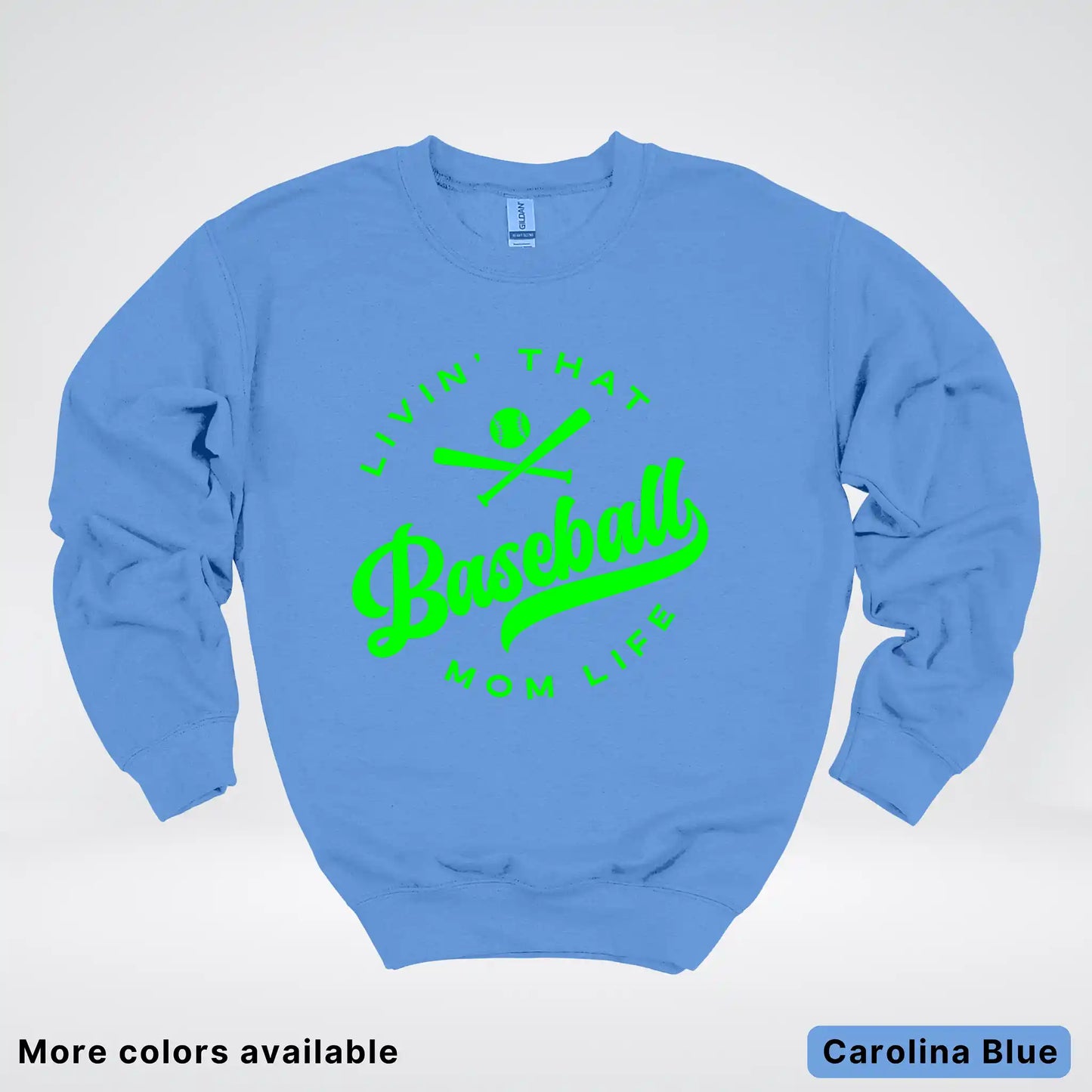 Livin' That Baseball Mom Life - Green Design - Crewneck Sweatshirt