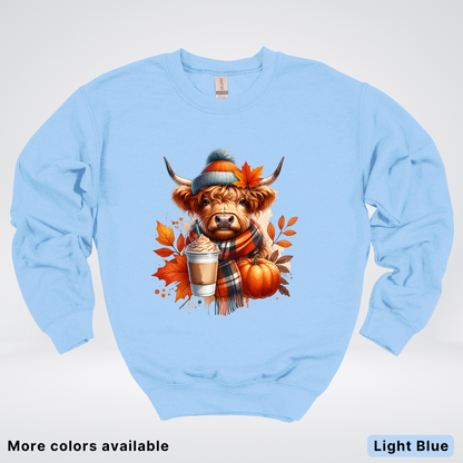 Fall Cow Cold Brew Coffee Pumpkin - Crewneck Sweatshirts