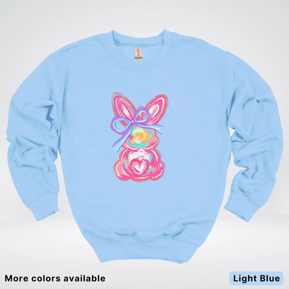 Coquette Easter Bunny – Pastel Bow Bunny Spring Graphic - Crewneck Sweatshirt