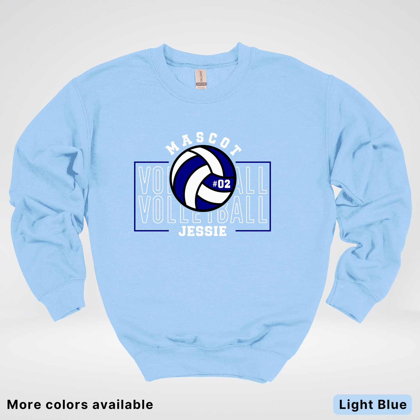 Custom Mascot, Number, & Name – Navy - Volleyball Design 13 Crewneck Sweatshirt