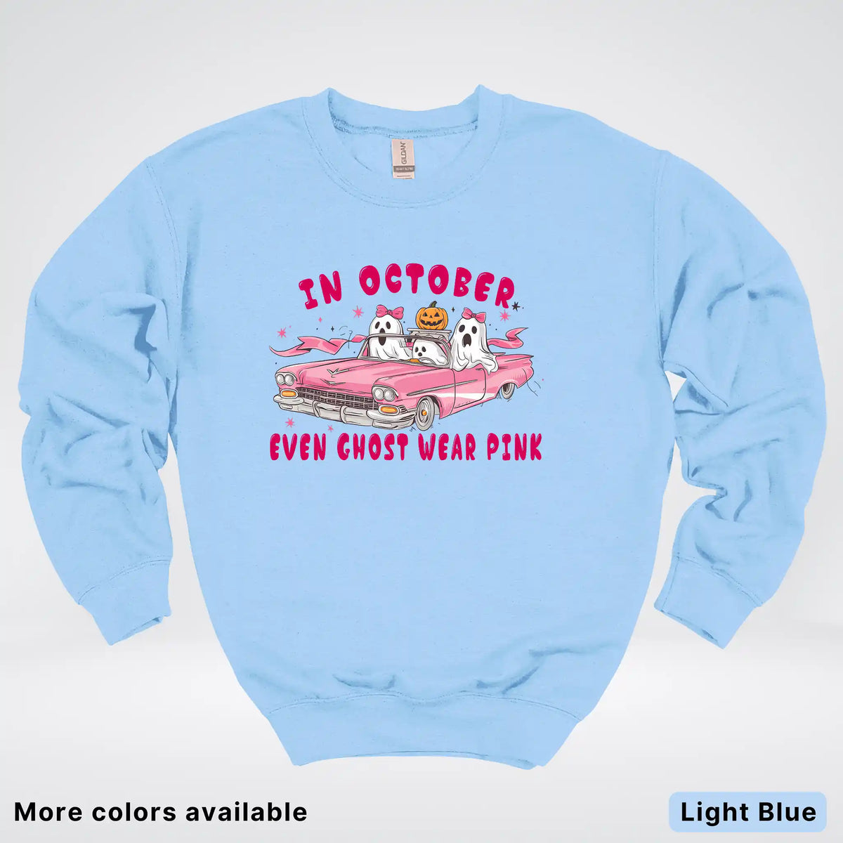 In October Even Ghost Wear Pink Breast Cancer Awareness Crewneck Sweatshirt