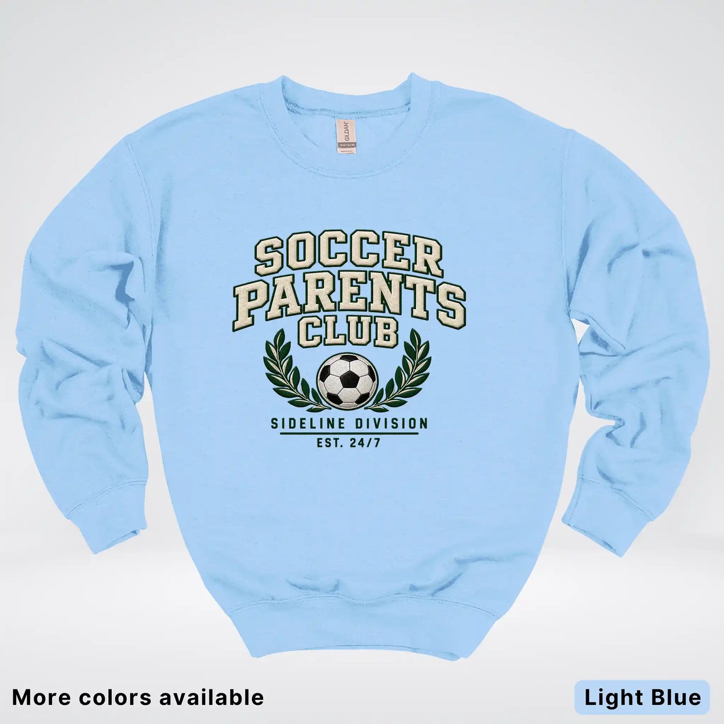 Soccer Parents Club Faux Embroidery Sideline Crewneck Sweatshirt