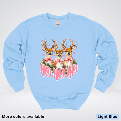 Ho Ho Ho Pink Deer Trio - Crewneck Sweatshirt