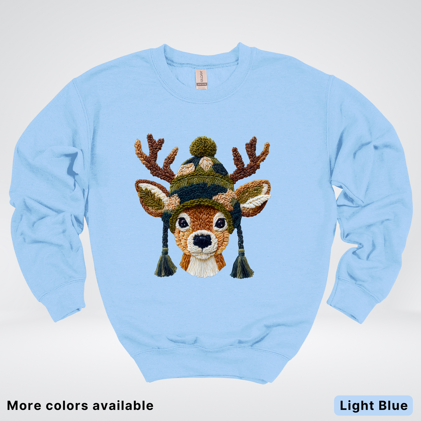 Cozy Winter Reindeer Hook Yard Faux Texture - Crewneck Sweatshirt
