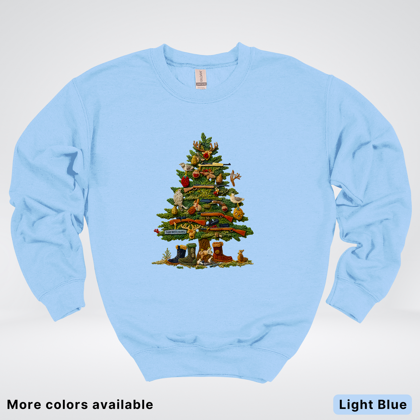 Woodland Critters Christmas Tree Hook Yard Faux - Crewneck Sweatshirt