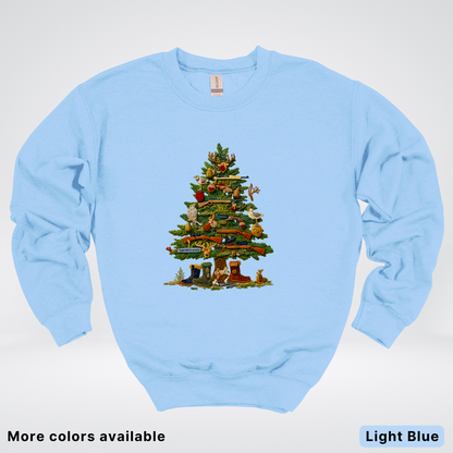 Woodland Critters Christmas Tree Hook Yard Faux - Crewneck Sweatshirt