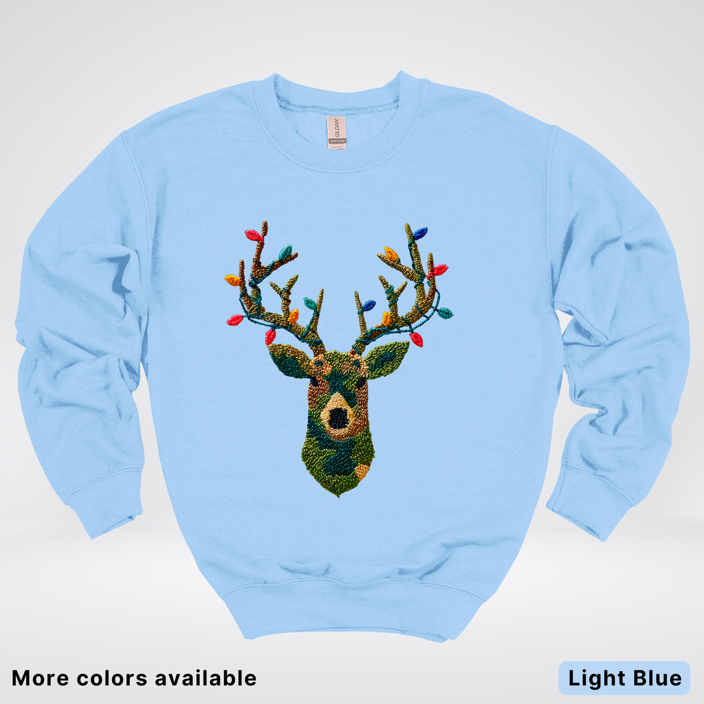 Rustic Reindeer Lights – Hook Yard Faux Texture - Crewneck Sweatshirt