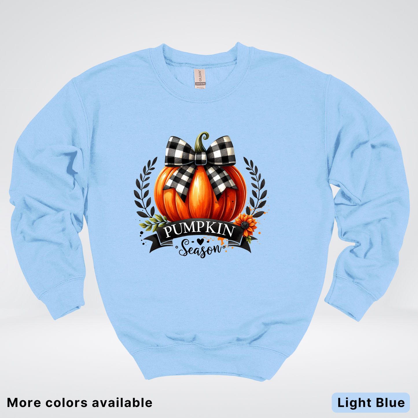 Pumpkin Season Black Plaid Bow - Sweatshirt