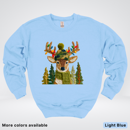 Ornament Antler Reindeer Hook Yard Faux - Crewneck Sweatshirt