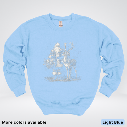 Vintage Santa and Reindeer - Crewneck Sweatshirt