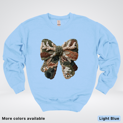 Woodland Winter Bow Hook Yard Faux - Crewneck Sweatshirt