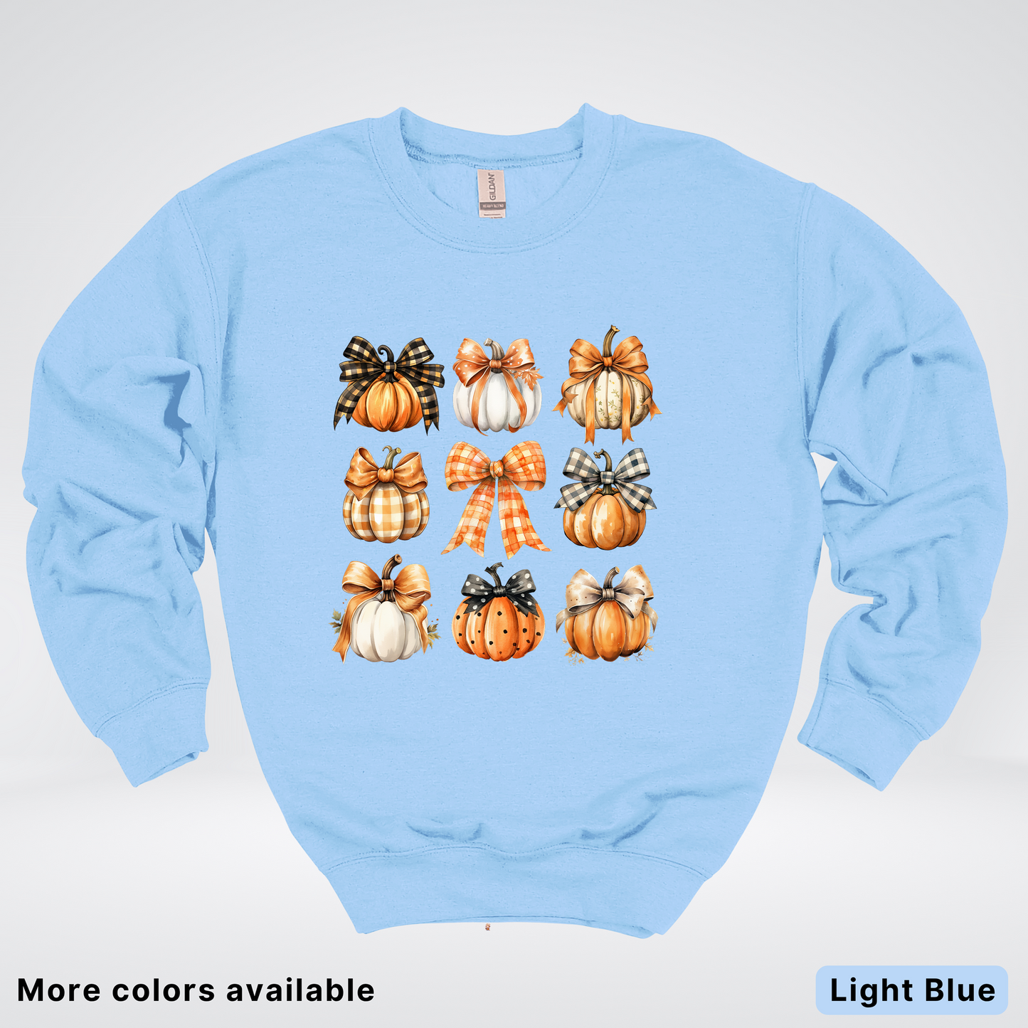 Flannel Bows & Pumpkin Coquette Fall Autumn - Crewneck Sweatshirt