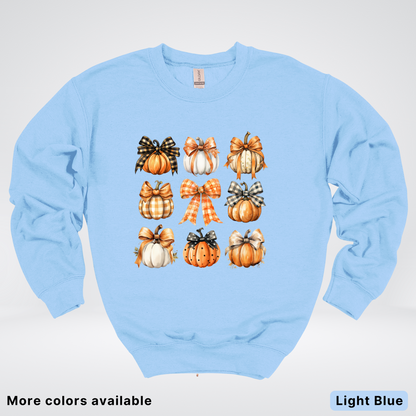 Flannel Bows & Pumpkin Coquette Fall Autumn - Crewneck Sweatshirt
