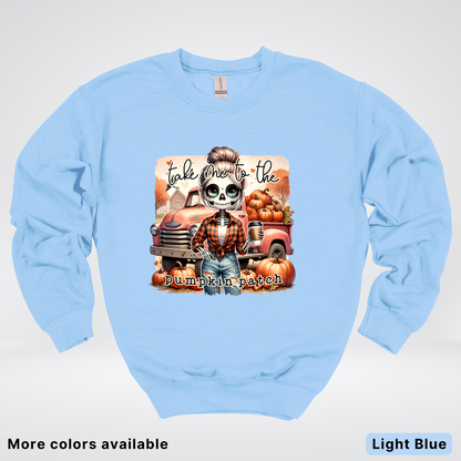 Take Me To The Pumpkin Patch Skeleton - Crewneck Sweatshirts