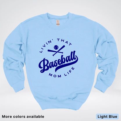 Livin' That Baseball Mom Life - Navy Design - Crewneck Sweatshirt