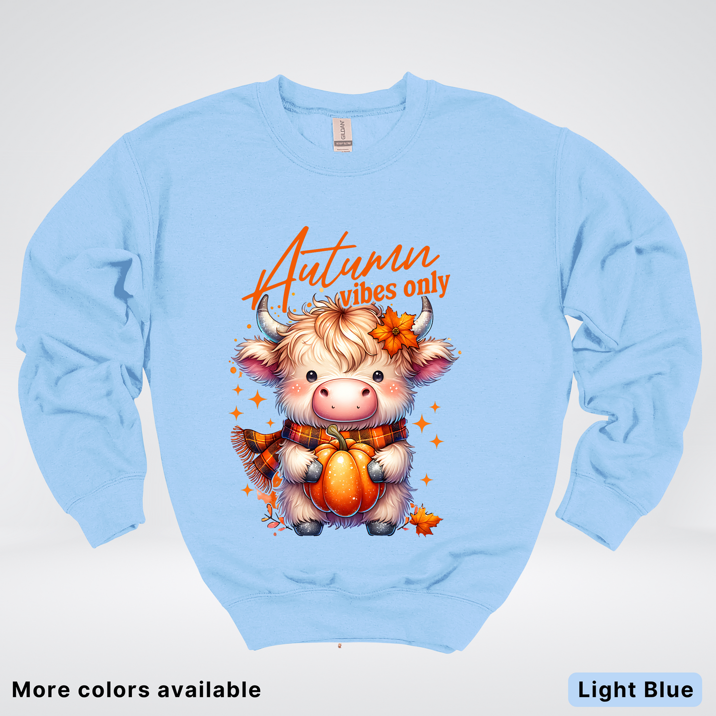 Autumn Fall Vibes Only Small Cow Calf Pumpkin - Crewneck Sweatshirt