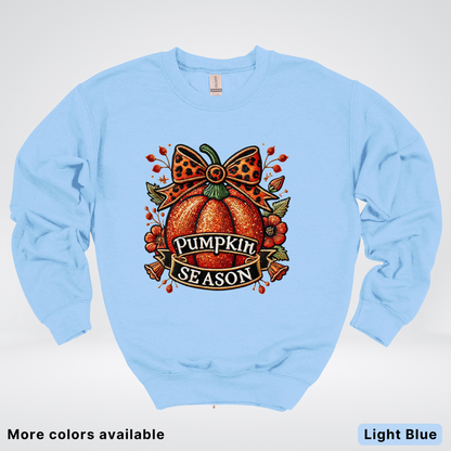 Pumpkin Season Leopard Print Bow Fall Autumn - Crewneck Sweatshirt