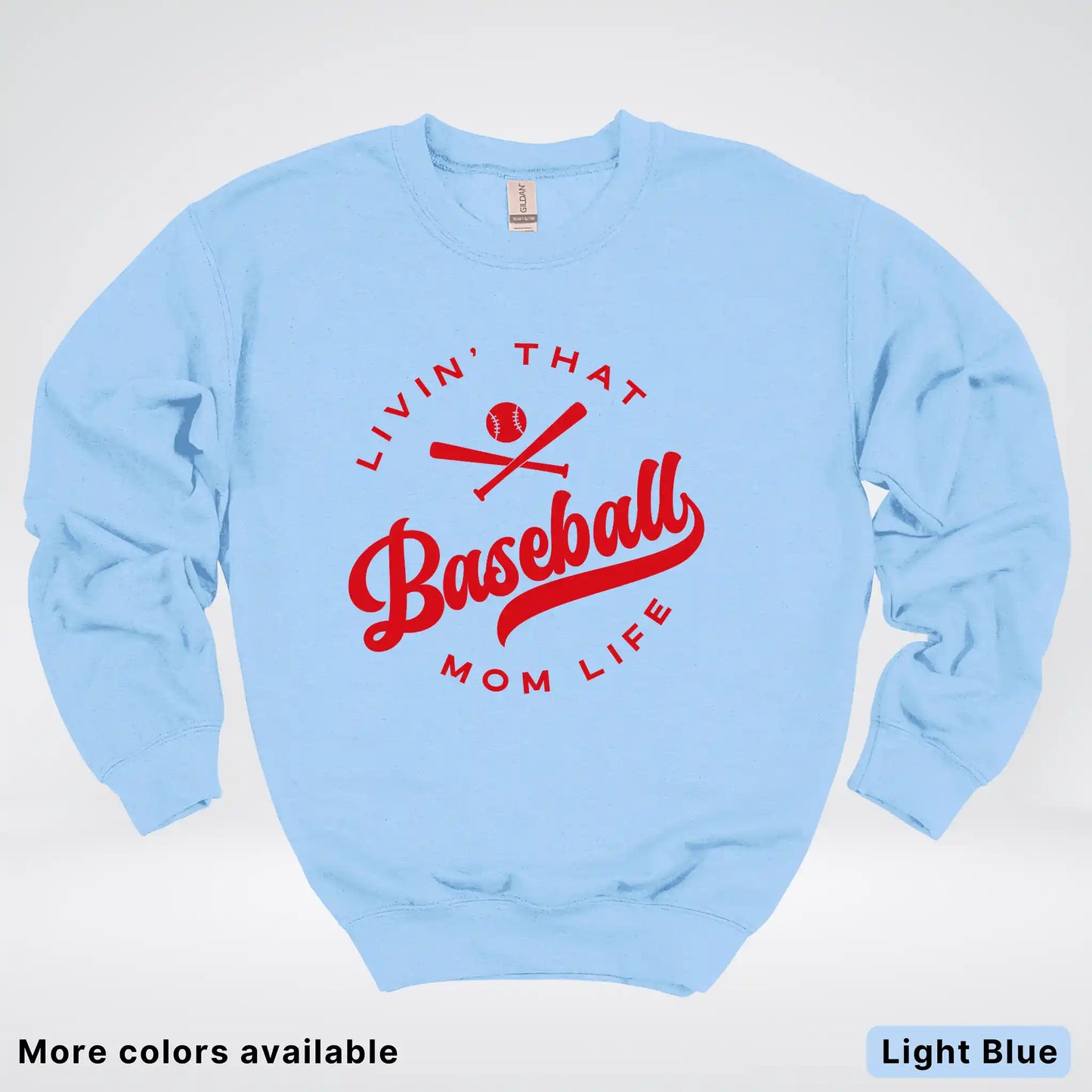 Livin' That Baseball Mom Life - Red Design - Crewneck Sweatshirt