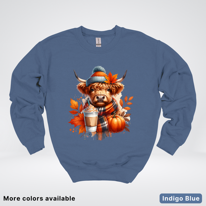 Fall Cow Cold Brew Coffee Pumpkin - Crewneck Sweatshirts