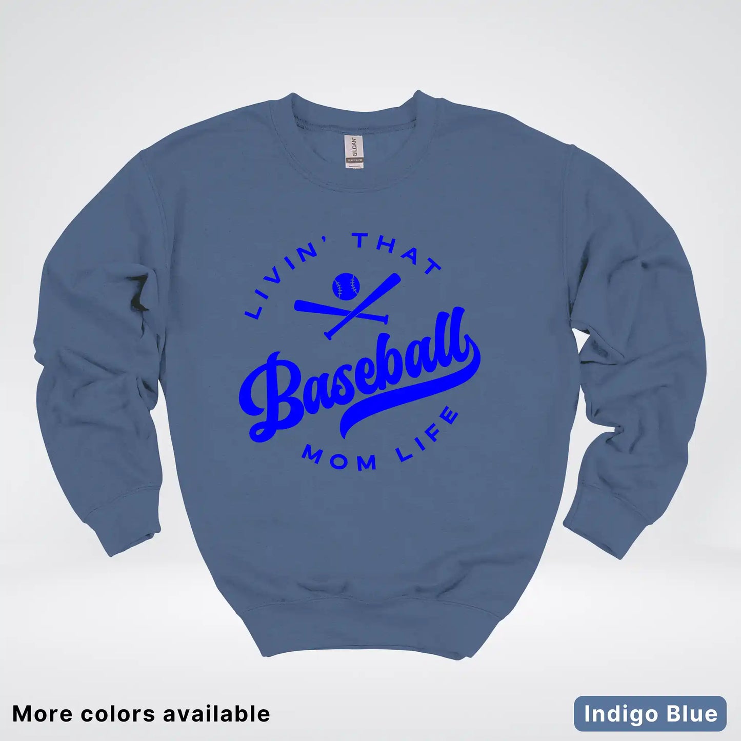 Livin' That Baseball Mom Life - Blue Design - Crewneck Sweatshirt