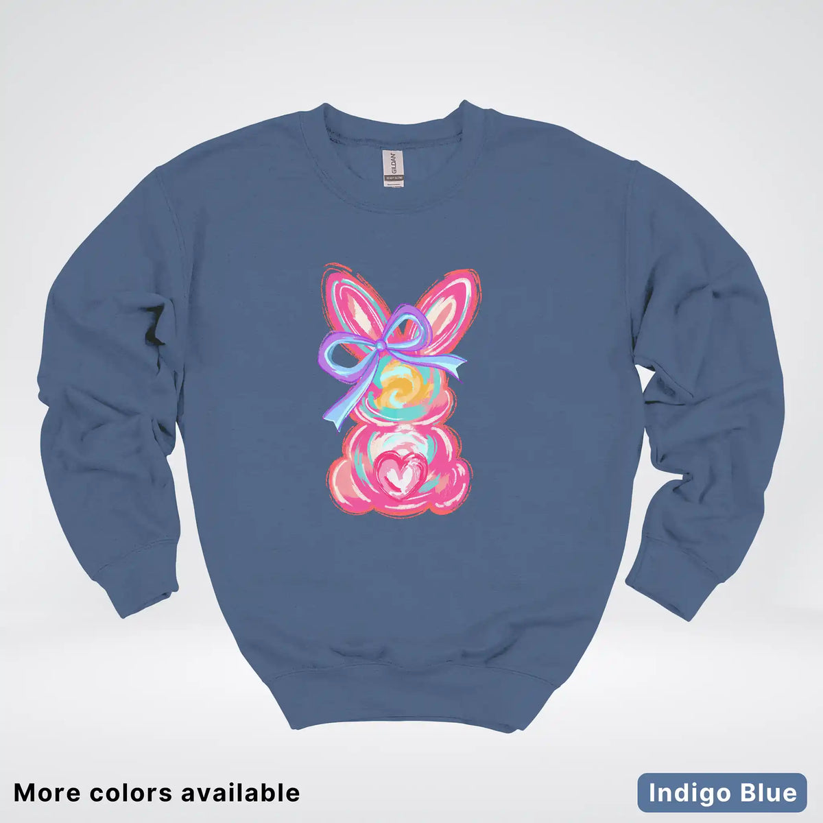Coquette Easter Bunny – Pastel Bow Bunny Spring Graphic - Crewneck Sweatshirt