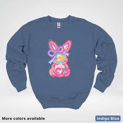 Coquette Easter Bunny – Pastel Bow Bunny Spring Graphic - Crewneck Sweatshirt